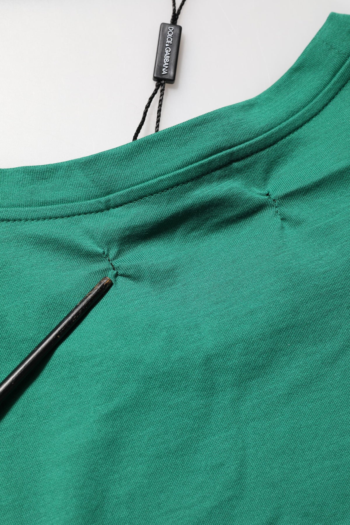 T-shirt à col rond en coton vert avec imprimé graphique du logo Dolce &amp; Gabbana