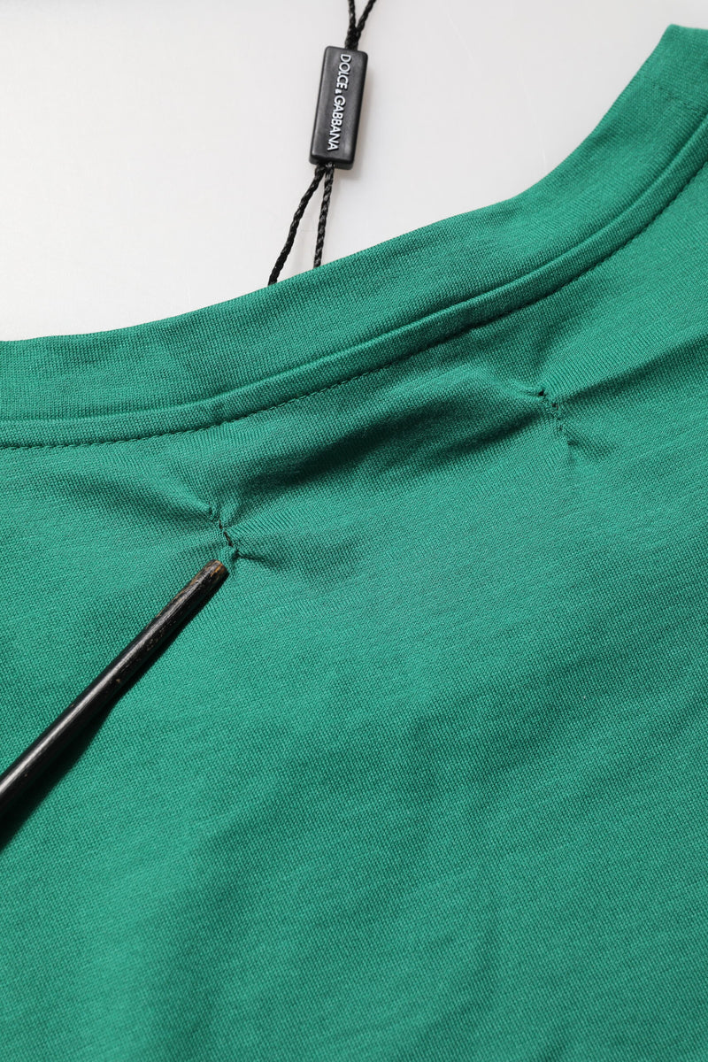 Dolce &amp; Gabbana Groen Katoenen Grafisch Logo Print Crewneck T-shirt