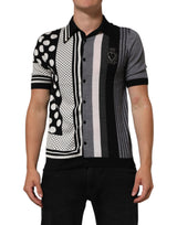 T-shirt polo à col et pois blancs sur fond noir de Dolce &amp; Gabbana