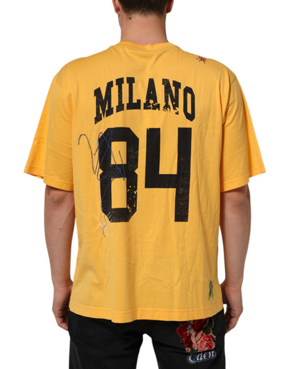 Dolce &amp; Gabbana Geel Secret Garden Bloemenpatroon Katoenen T-shirt met Ronde Hals