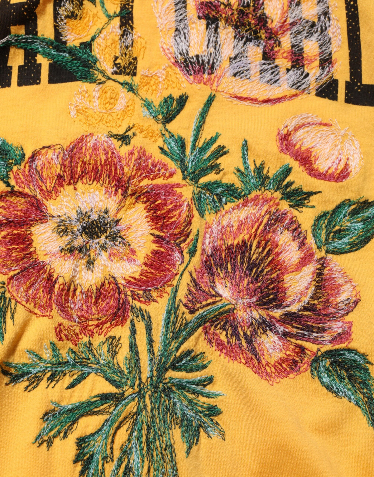 T-shirt en coton à col rond, motif floral "Secret Garden", jaune, Dolce &amp; Gabbana.