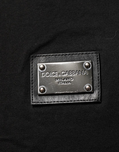 Dolce & Gabbana Black Logo Plaque Cotton Crew Neck T-shirt