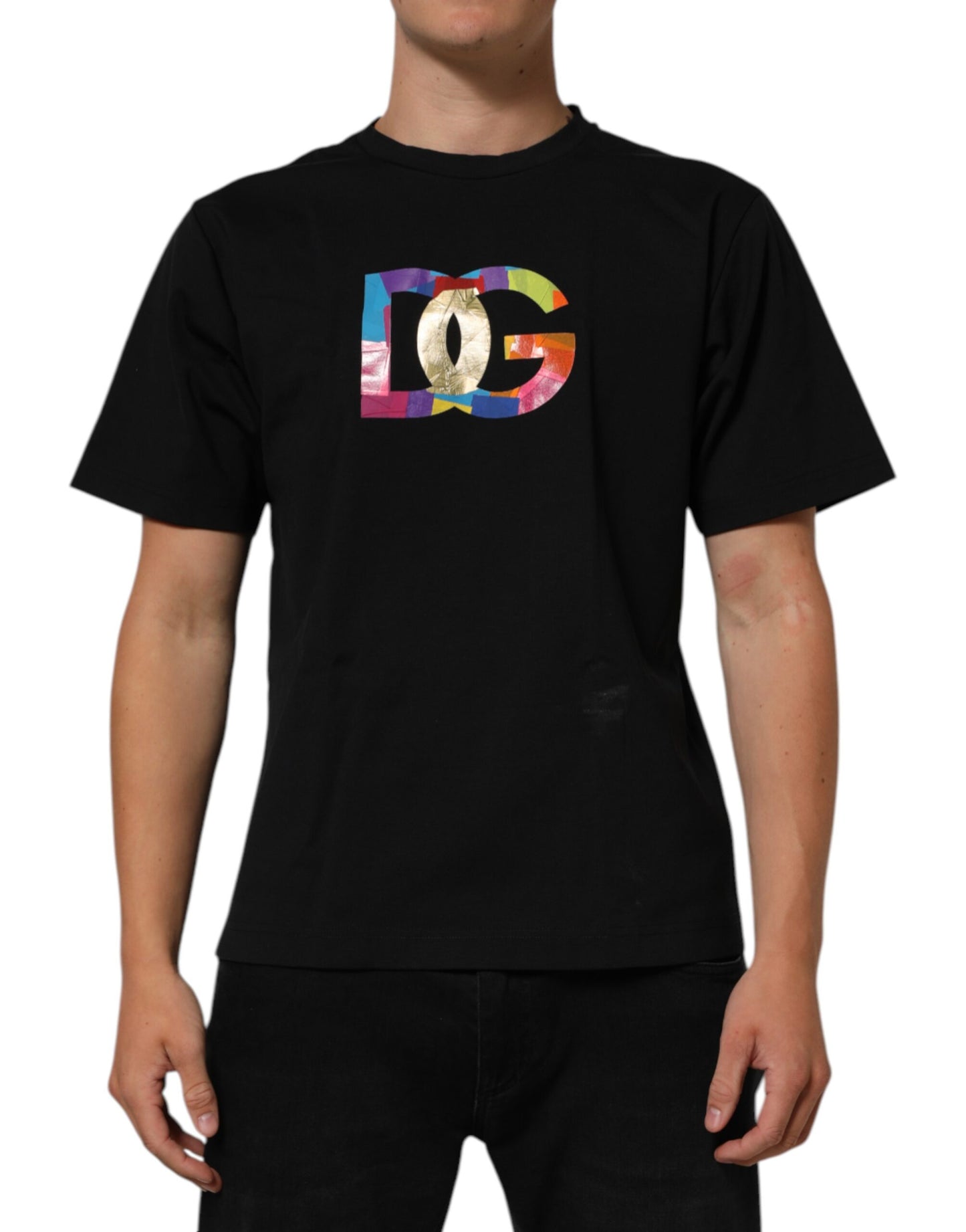 T-shirt Dolce &amp; Gabbana noir à logo imprimé en coton pour homme, col rond