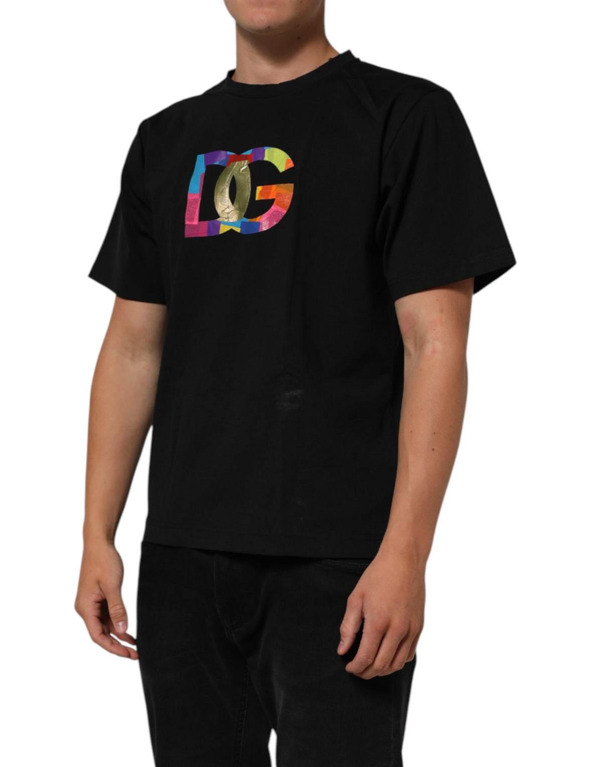 T-shirt Dolce &amp; Gabbana noir à logo imprimé en coton pour homme, col rond