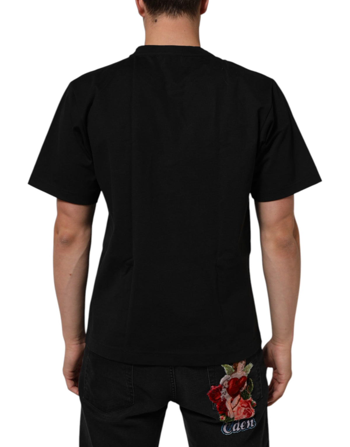 T-shirt Dolce &amp; Gabbana noir à logo imprimé en coton pour homme, col rond
