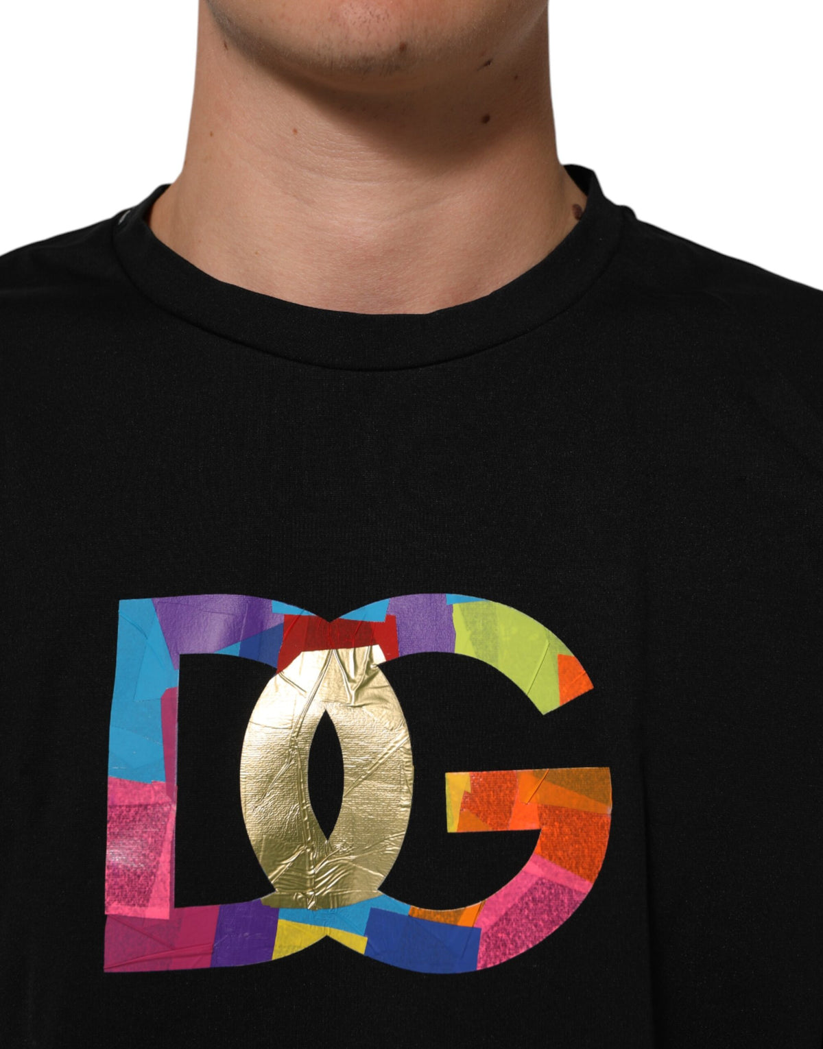 T-shirt Dolce &amp; Gabbana noir à logo imprimé en coton pour homme, col rond