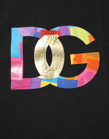 Dolce & Gabbana Black Logo Print Cotton Men Crew Neck T-shirt