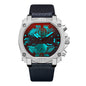 Politieblauw leren horloge