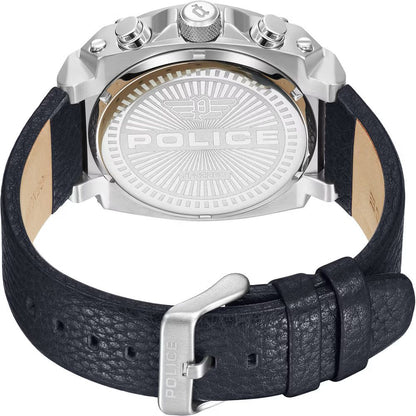 Politieblauw leren horloge