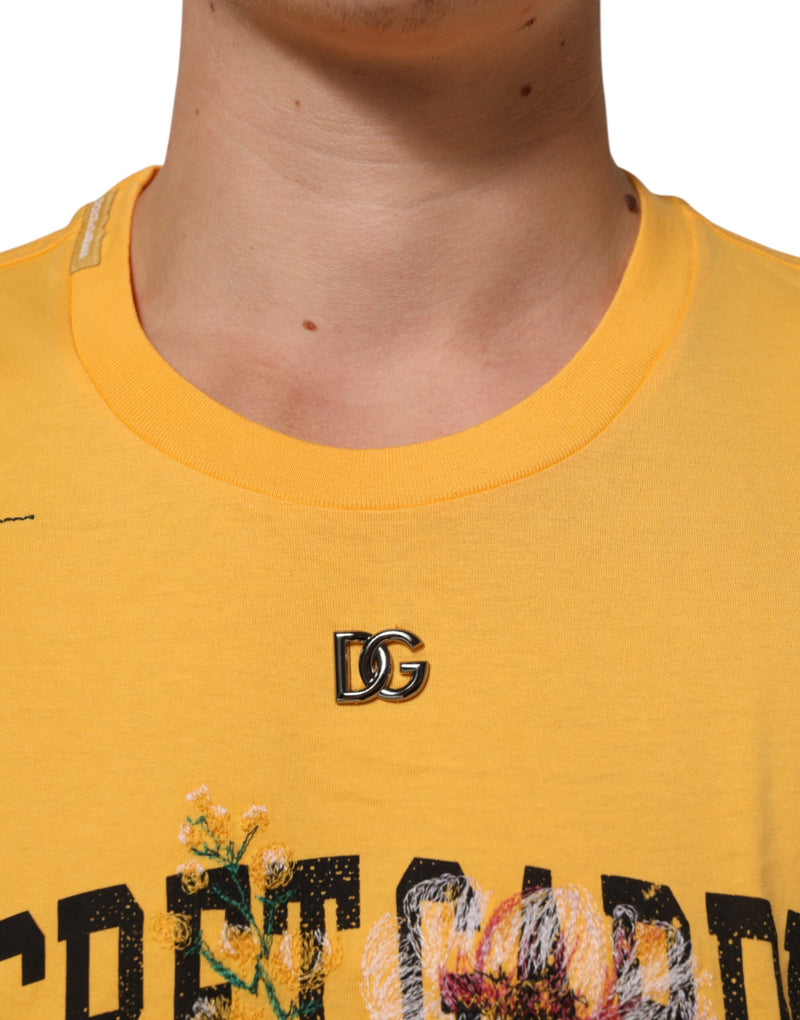 T-shirt Dolce &amp; Gabbana jaune à motif floral Secret Garden, col rond, en coton