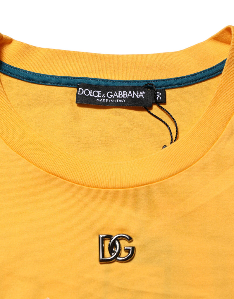 T-shirt Dolce &amp; Gabbana jaune à motif floral Secret Garden, col rond, en coton