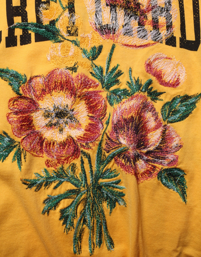 T-shirt Dolce &amp; Gabbana jaune à motif floral Secret Garden, col rond, en coton