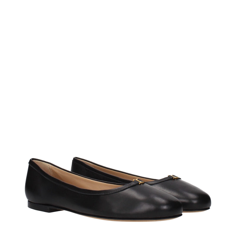 Chloé Black Leather Ballet Flats - Élégance et Confort