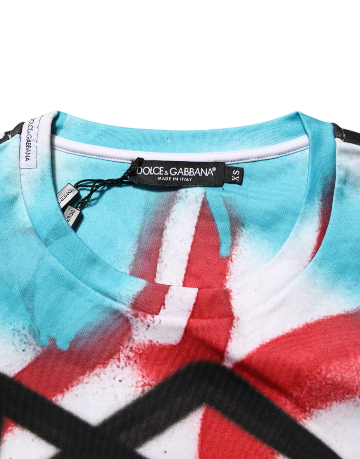 T-shirt Dolce &amp; Gabbana blanc à manches courtes et col rond, motif graffiti