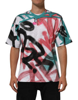 T-shirt Dolce &amp; Gabbana blanc à manches courtes et col rond, motif graffiti