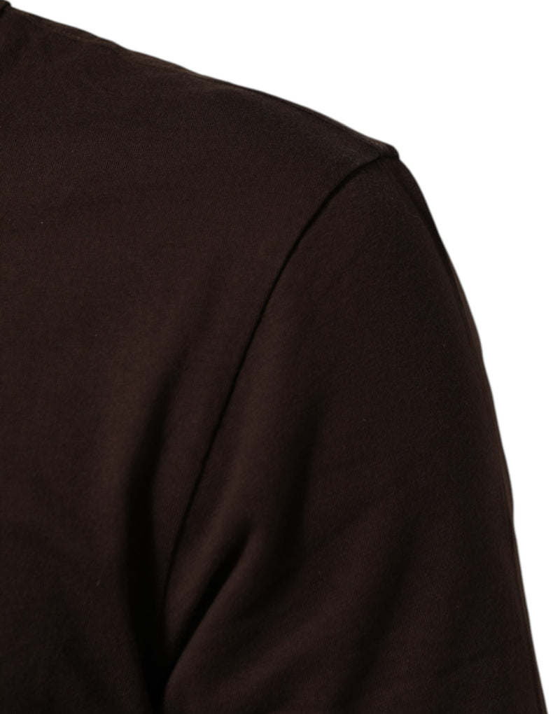 T-shirt Dolce &amp; Gabbana marron à col rond pour homme, imprimé pièces de laurier
