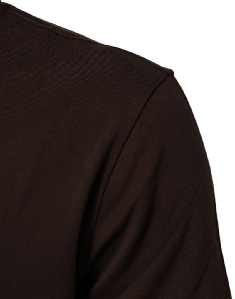 T-shirt Dolce &amp; Gabbana marron à col rond pour homme, imprimé pièces de laurier