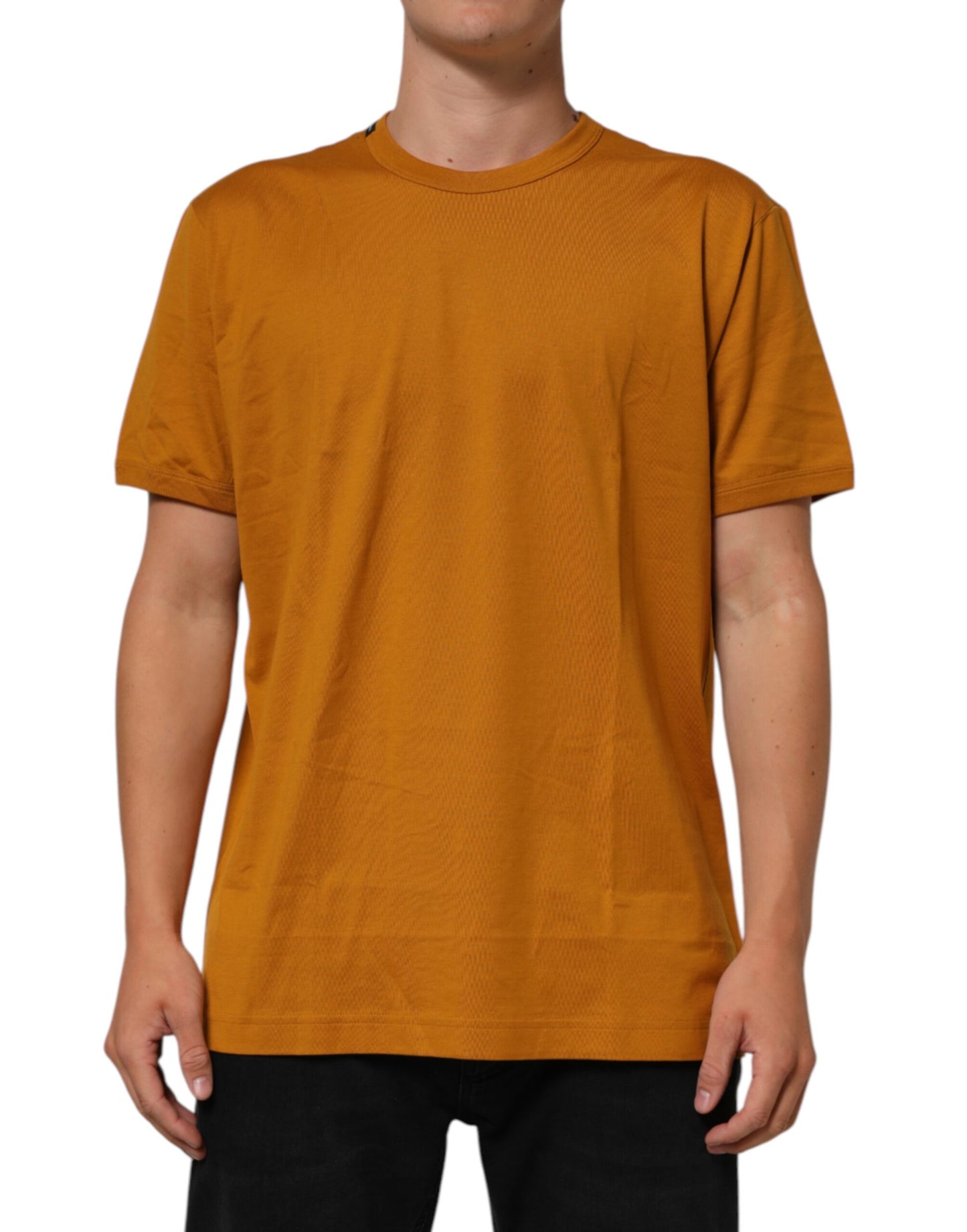 T-shirt Dolce &amp; Gabbana marron doré à col rond et manches courtes
