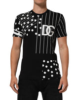 T-shirt en coton noir à pois et col rond de Dolce &amp; Gabbana