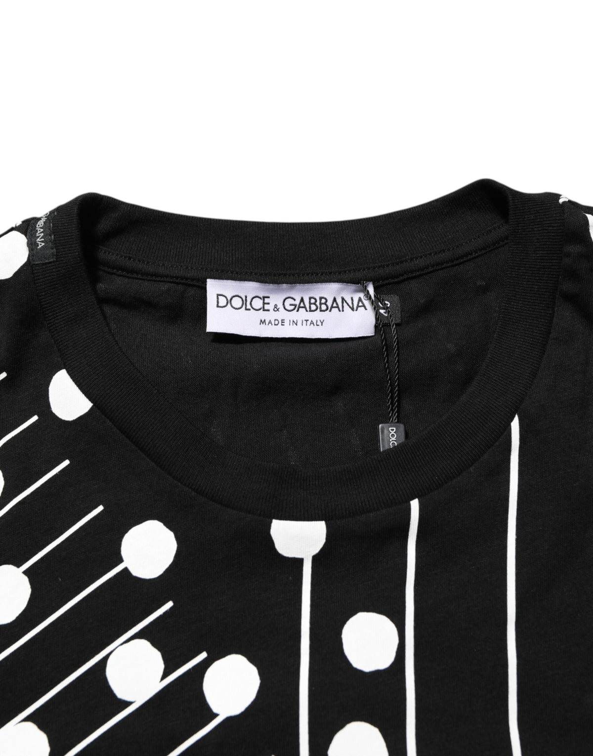 T-shirt en coton noir à pois et col rond de Dolce &amp; Gabbana