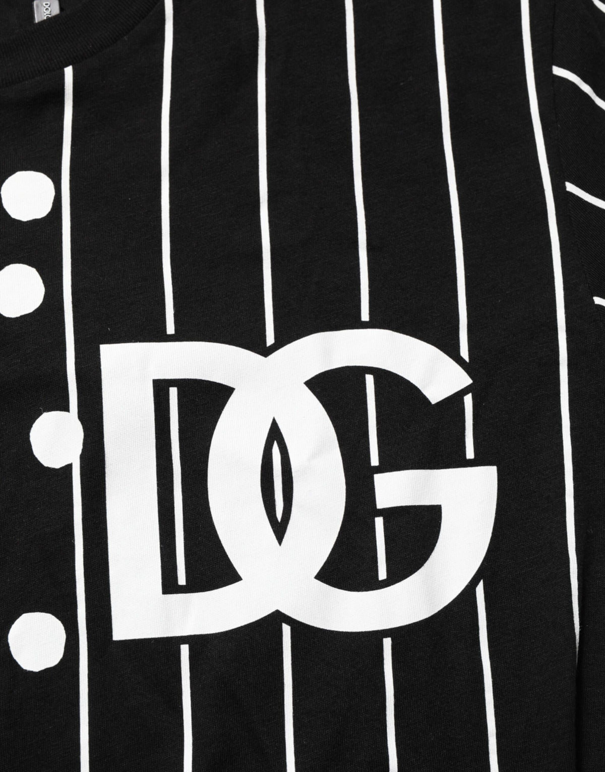 T-shirt en coton noir à pois et col rond de Dolce &amp; Gabbana