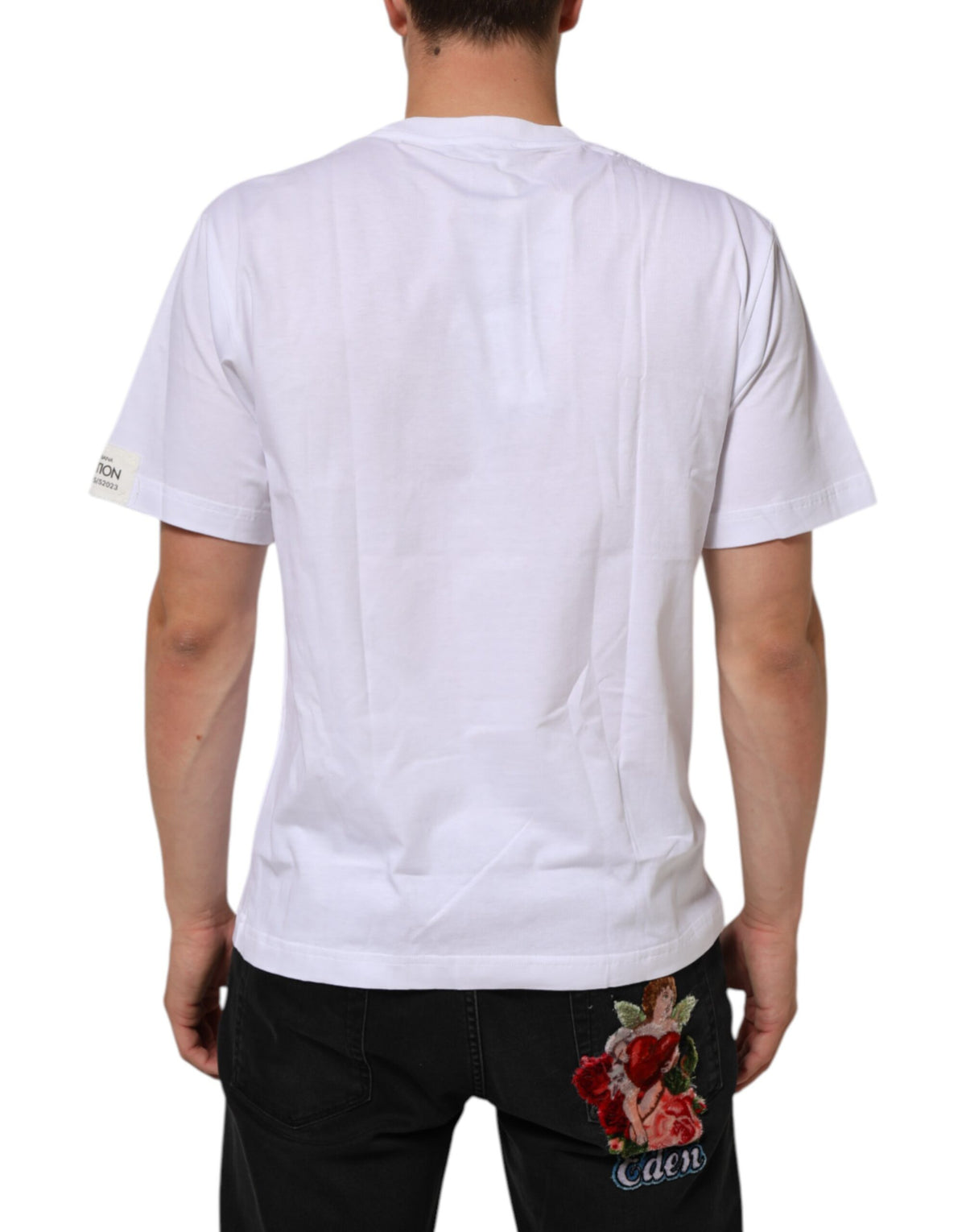 T-shirt en coton à col rond blanc avec imprimé graphique de Dolce &amp; Gabbana