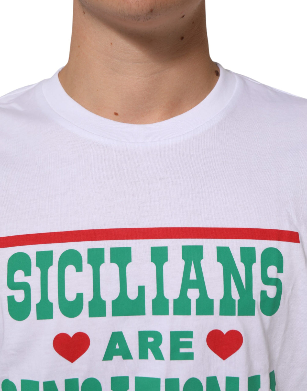T-shirt en coton à col rond blanc avec imprimé graphique de Dolce &amp; Gabbana