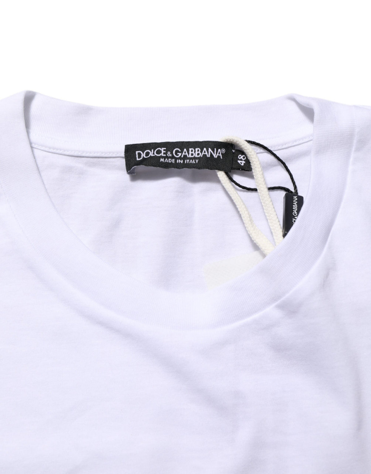 T-shirt en coton à col rond blanc avec imprimé graphique de Dolce &amp; Gabbana