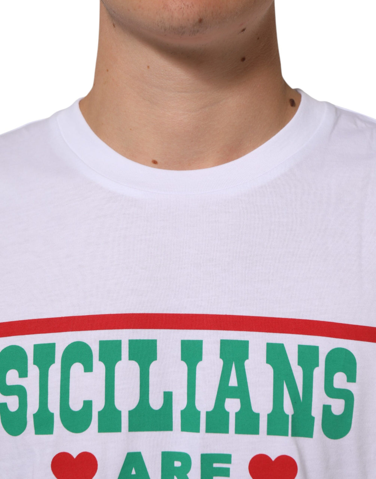T-shirt en coton à col rond blanc avec imprimé graphique de Dolce &amp; Gabbana