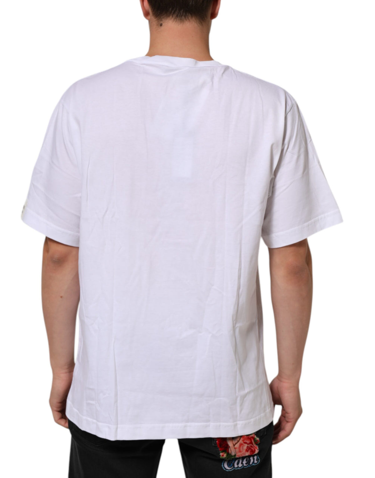 T-shirt en coton à col rond blanc avec imprimé graphique de Dolce &amp; Gabbana