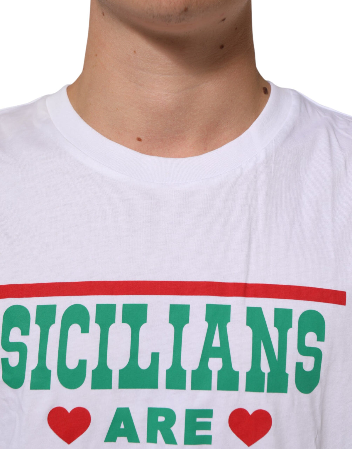 T-shirt en coton à col rond blanc avec imprimé graphique de Dolce &amp; Gabbana