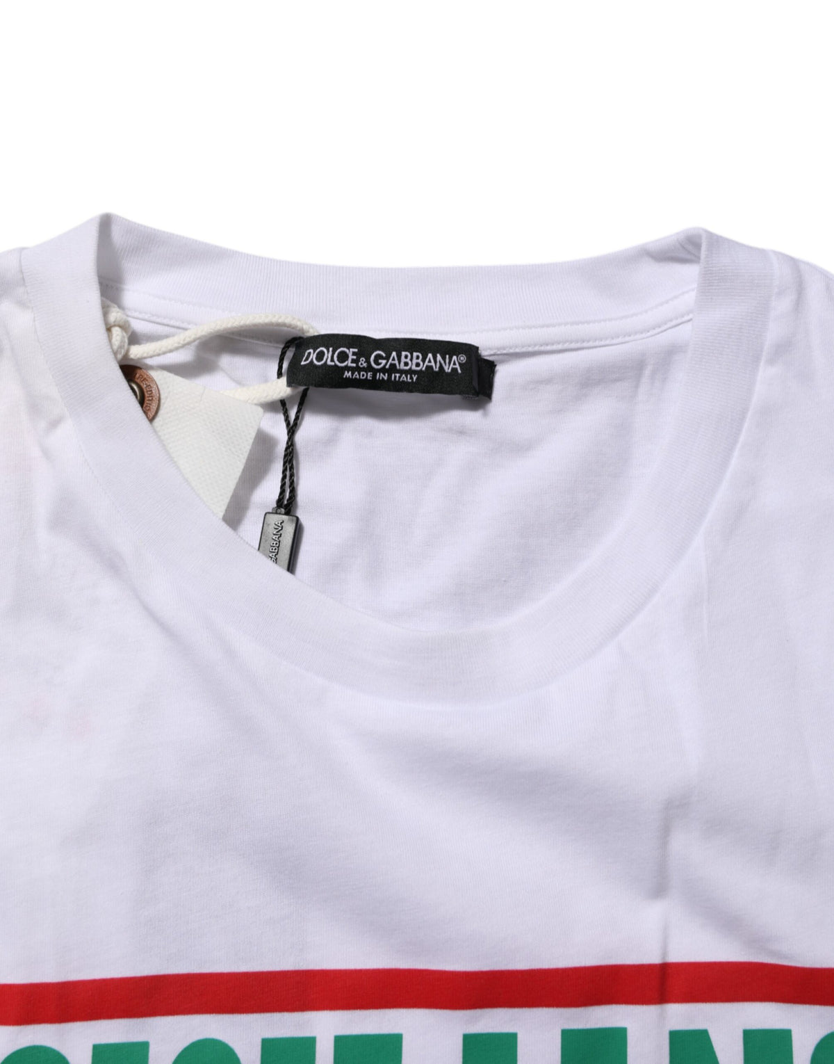 T-shirt en coton à col rond blanc avec imprimé graphique de Dolce &amp; Gabbana