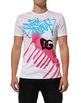 T-shirt en coton à col rond blanc avec imprimé graphique de Dolce &amp; Gabbana