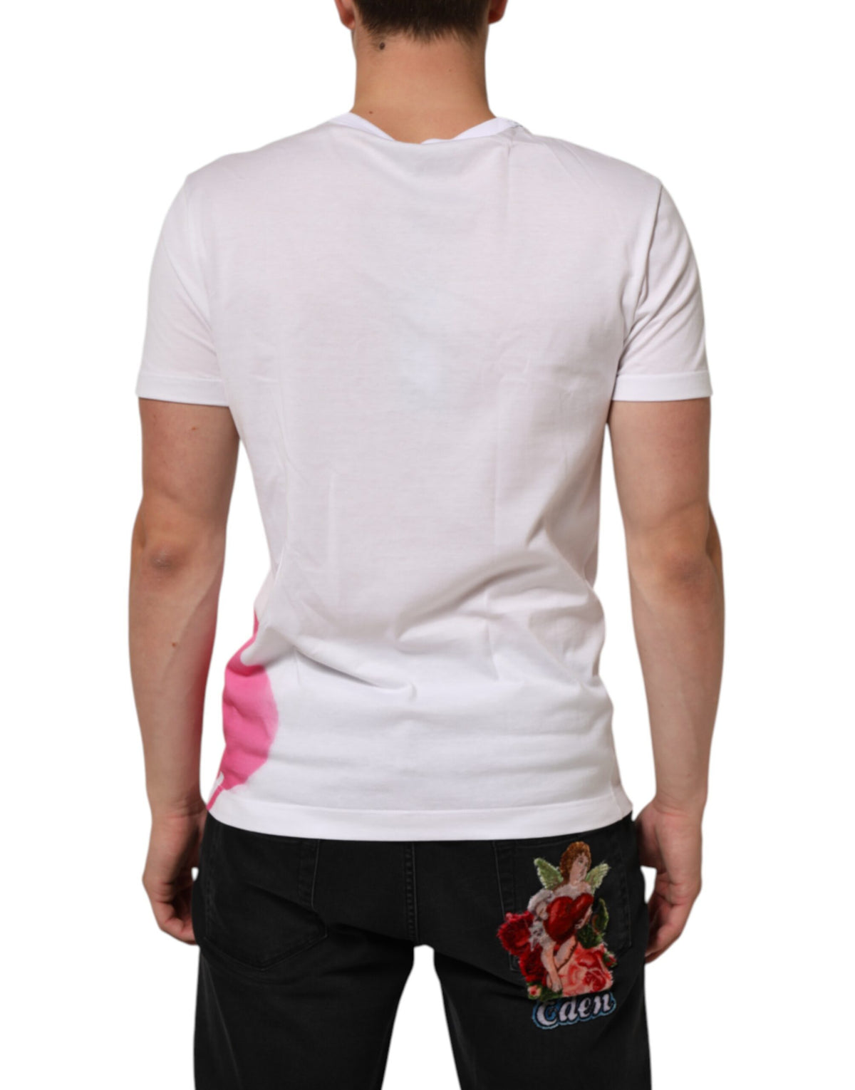 T-shirt en coton à col rond blanc avec imprimé graphique de Dolce &amp; Gabbana