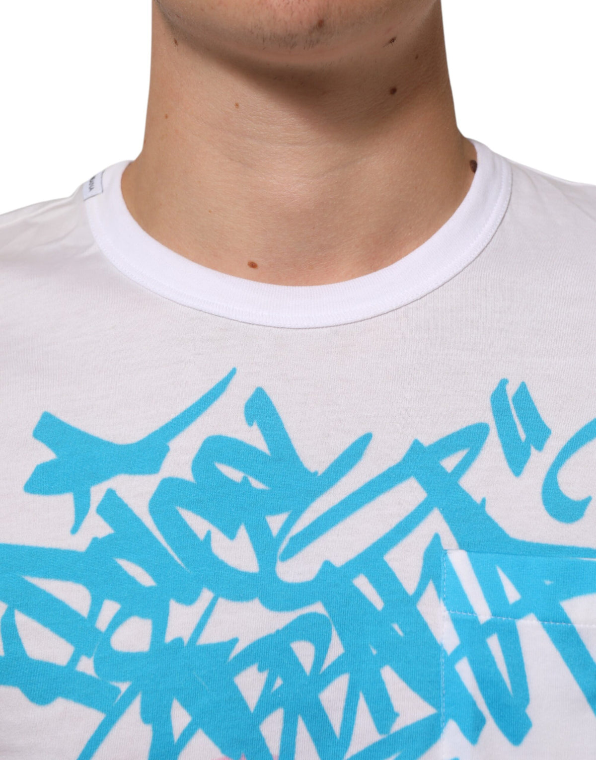 T-shirt en coton à col rond blanc avec imprimé graphique de Dolce &amp; Gabbana