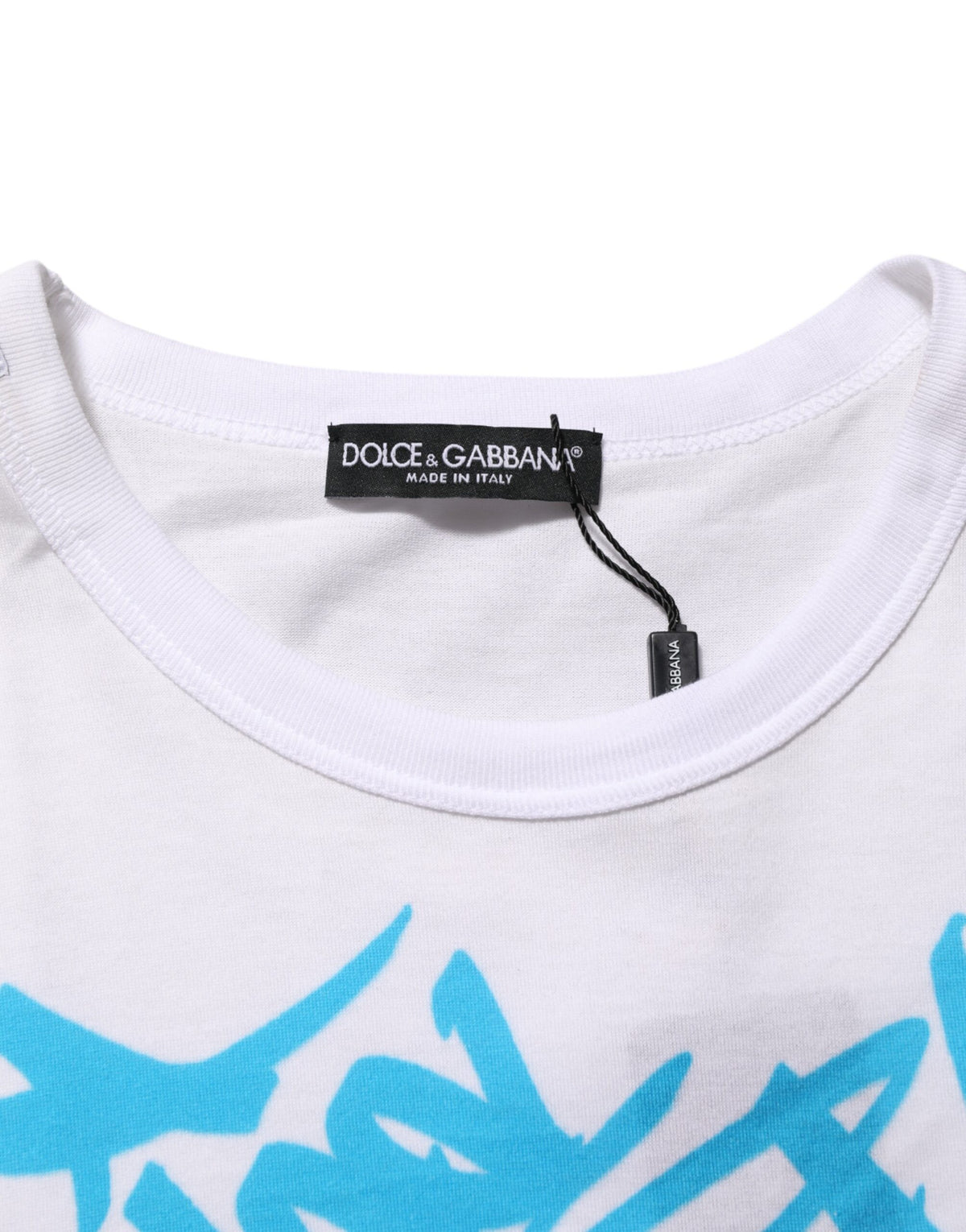 T-shirt en coton à col rond blanc avec imprimé graphique de Dolce &amp; Gabbana
