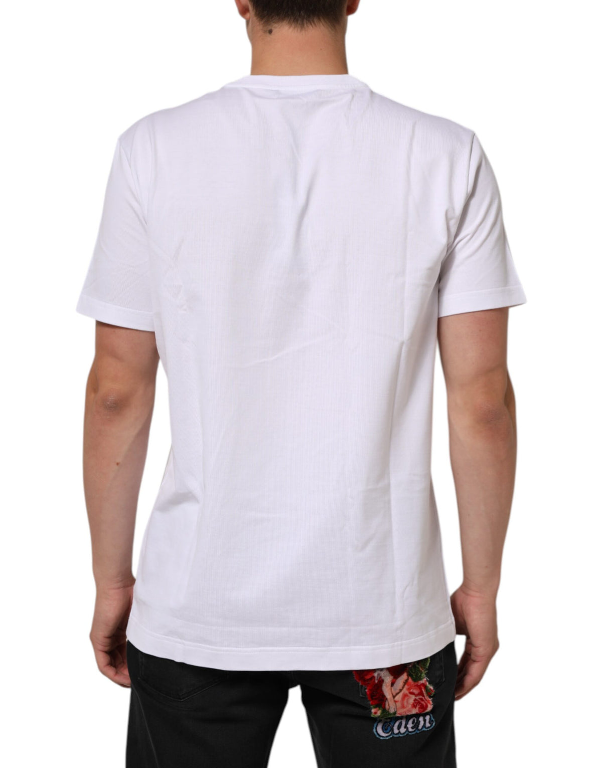 T-shirt blanc en coton à manches courtes et col rond de Dolce &amp; Gabbana