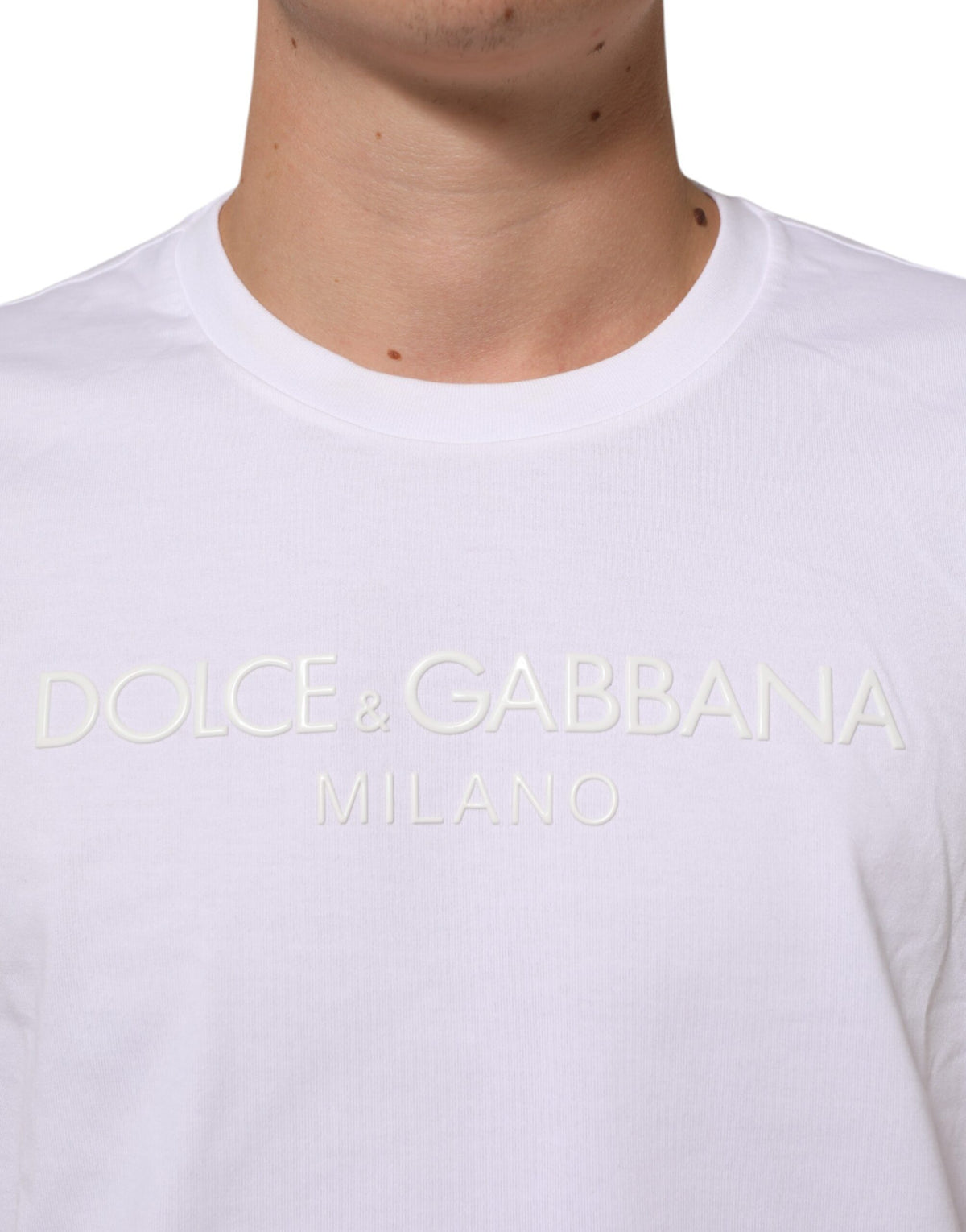 T-shirt blanc en coton à manches courtes et col rond de Dolce &amp; Gabbana
