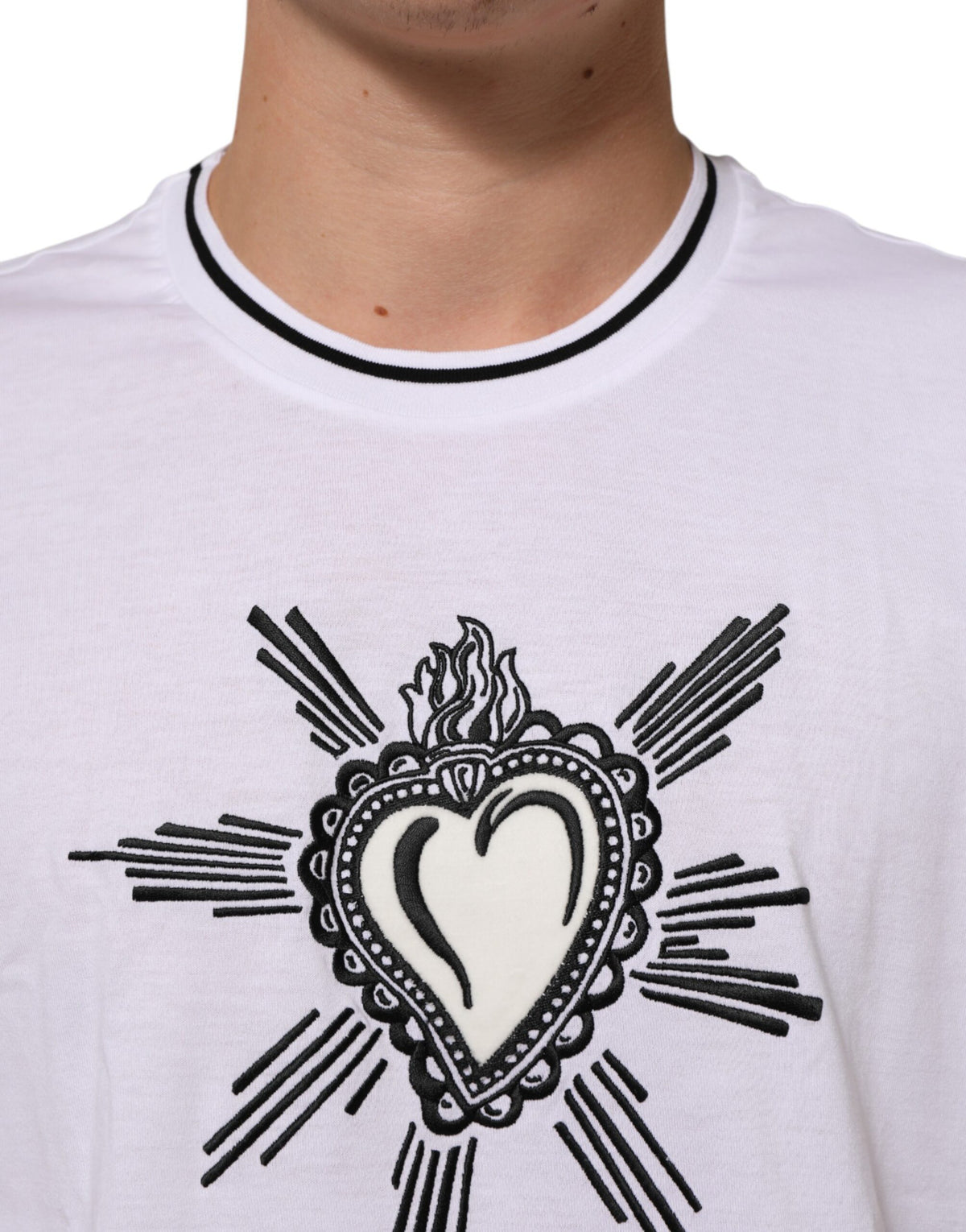 T-shirt homme Dolce &amp; Gabbana blanc à manches courtes Sacred Heart
