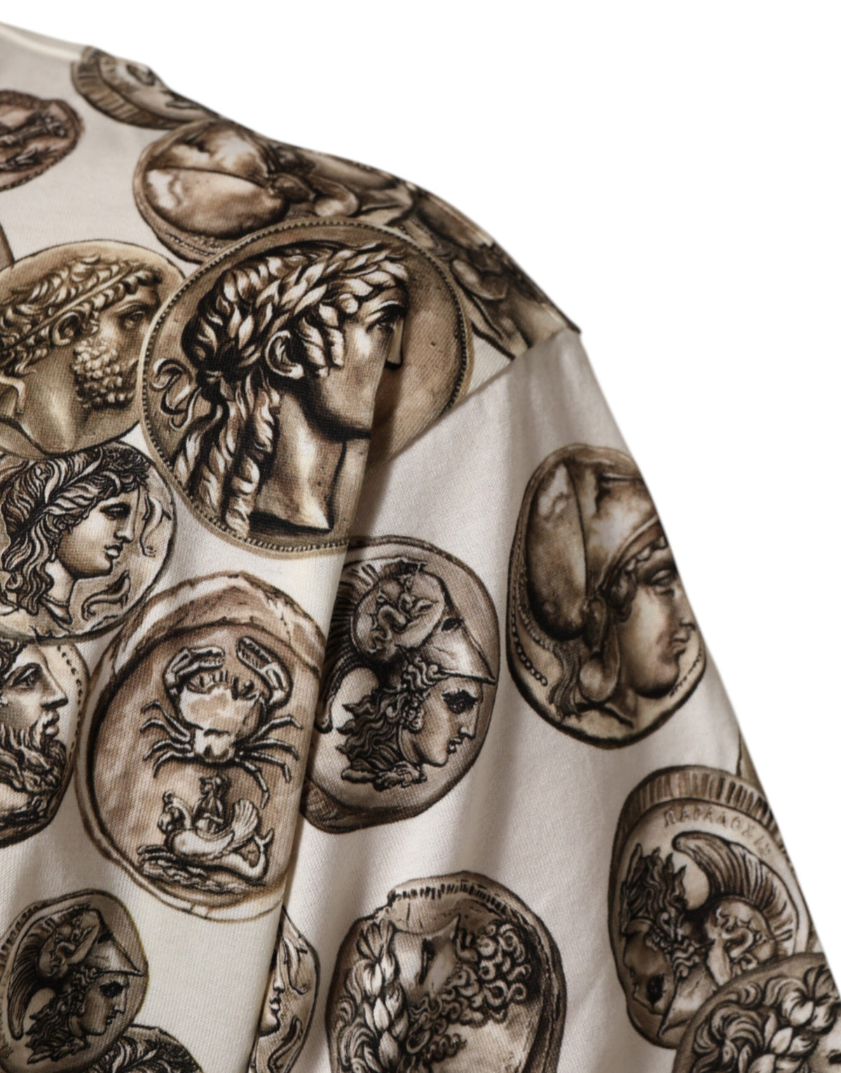 T-shirt homme Dolce &amp; Gabbana blanc à imprimé pièces de monnaie en coton, col rond
