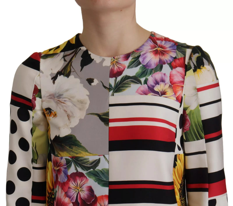Robe Shift Florale Multicolore en Charmeuse Dolce & Gabbana