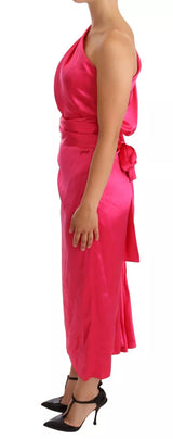 Robe sans manches en soie rose Dolce & Gabbana avec nœud