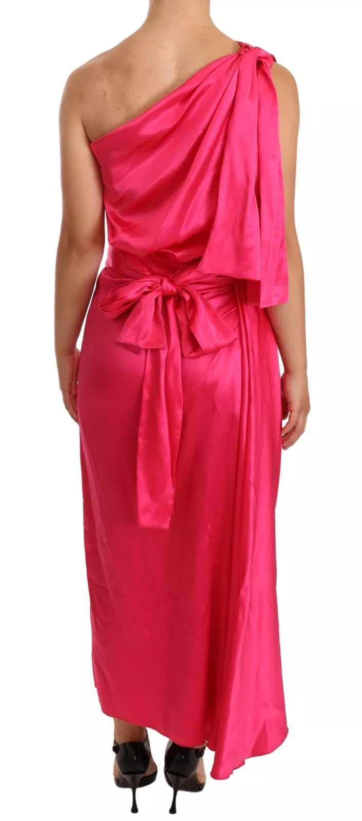 Robe sans manches en soie rose Dolce & Gabbana avec nœud