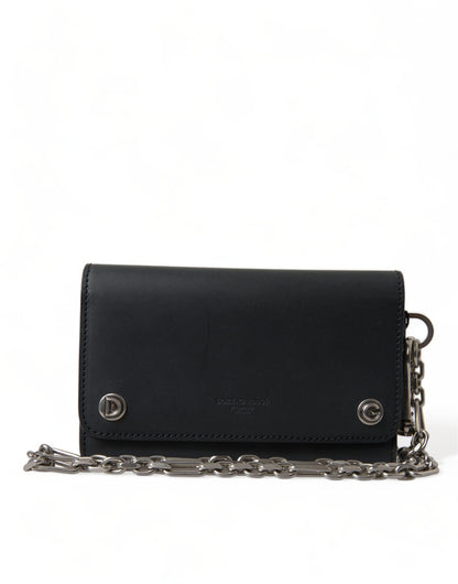 Dolce &amp; Gabbana Mini Portemonnee met Logo, Zwart Leder, Borse Bag