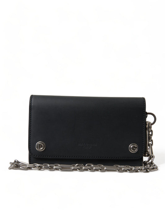 Dolce &amp; Gabbana Mini Portemonnee met Logo, Zwart Leder, Borse Bag