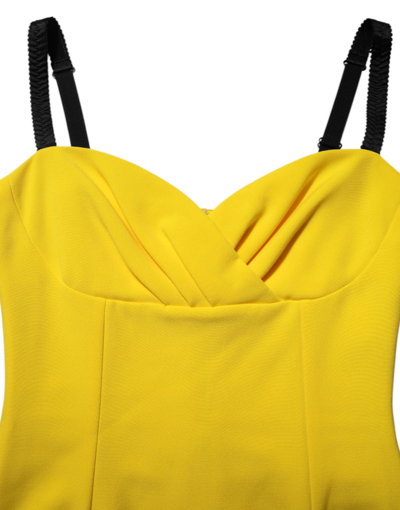 Dolce & Gabbana Yellow Sleeveless Sheath Midi Dress