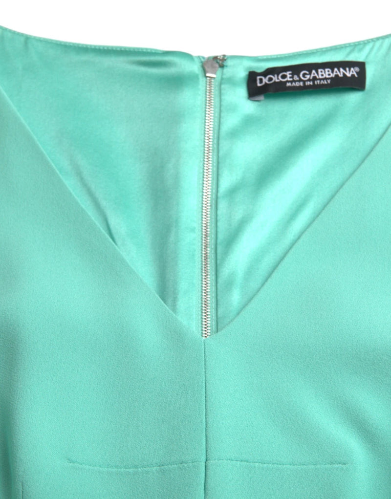 Dolce & Gabbana Green Viscose Sleeveless Sheath Midi Dress