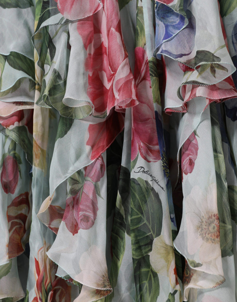 Robe Maxi Longue à Imprimé Floral Bleu Dolce & Gabbana