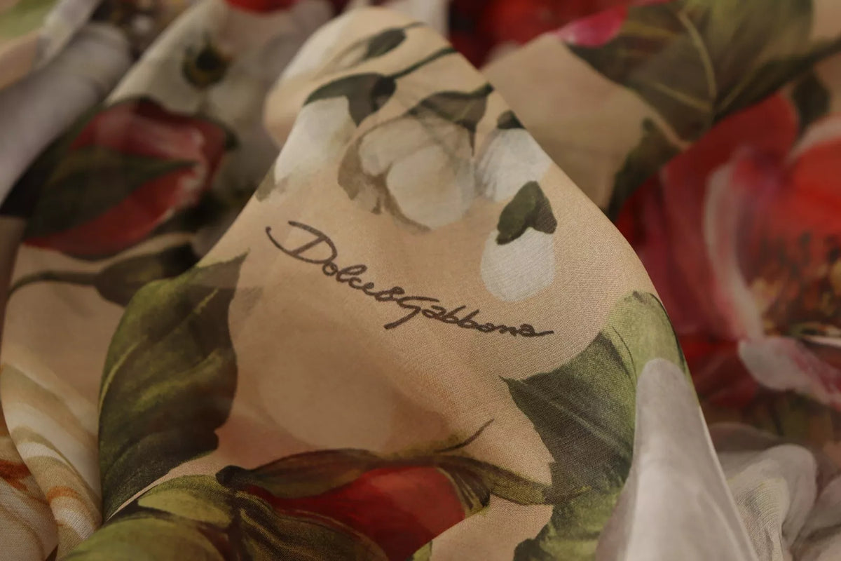 Dolce & Gabbana Robe Mini A-Line Sans Manches Beige à Fleurs