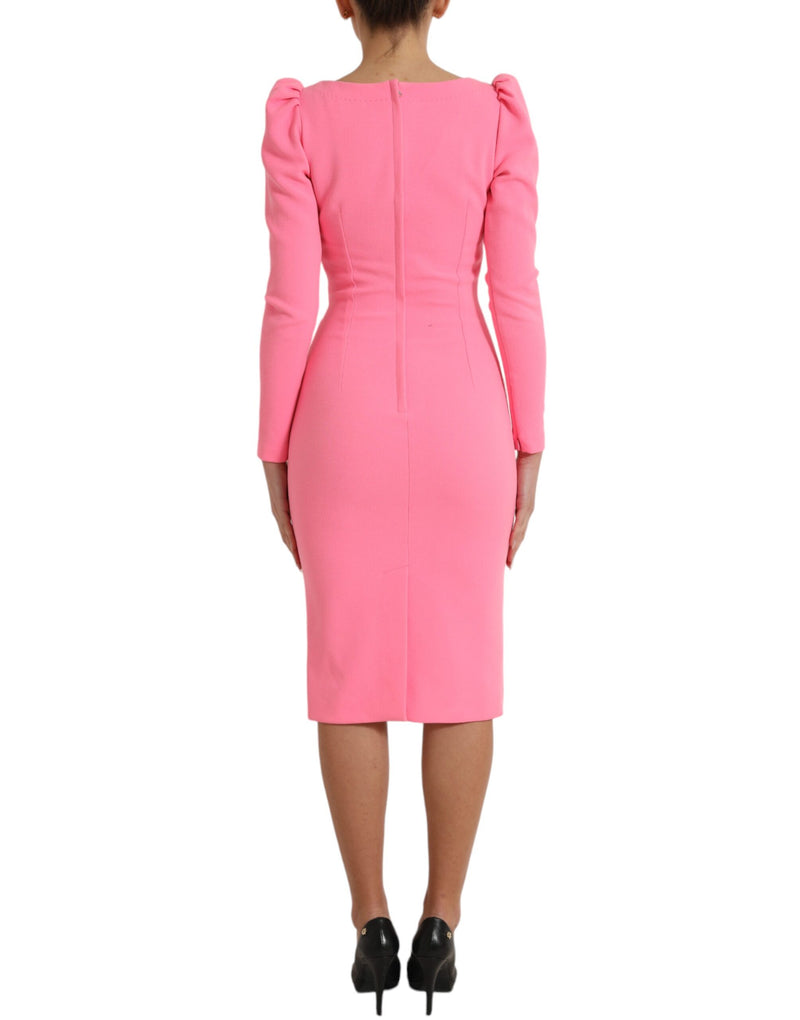 Dolce & Gabbana Pink Midi Dress with Long Sleeves - Elegant Design